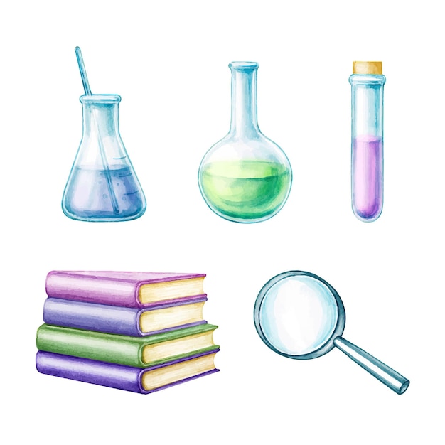 ベクトル 科学研究の主題に関する要素のセット化学実験装置