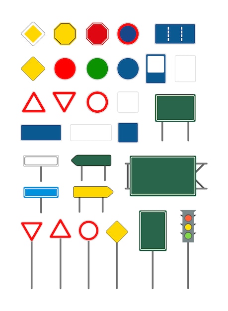 Вектор Набор пустых бланков различных дорожных знаков на белом