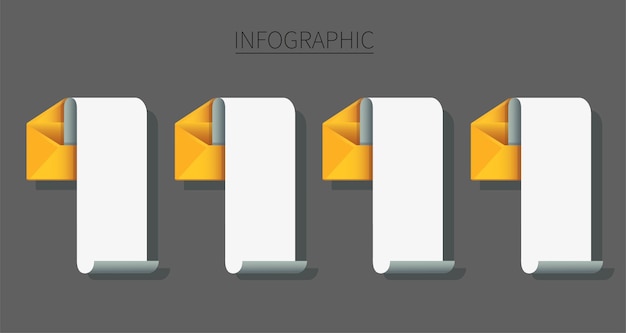 벡터 메모 용지 infographic 메일 메시지 개념 봉투 세트