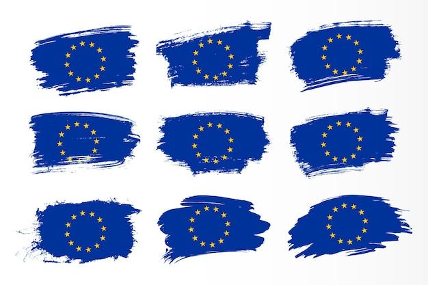Вектор Набор флагов мазка кистью европейского союза