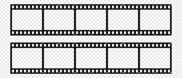 ベクトル 透明な背景に分離されたフィルム ストリップのセット レトロなフィルム ストリップ フレーム ベクトル図