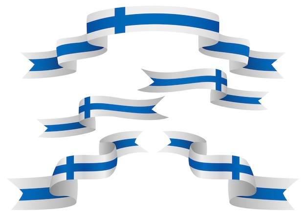 리본의 다른 모양에 핀란드 휘장 세트