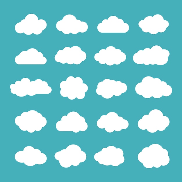 Вектор Коллекция плоских облаков icons cloud shapes