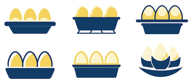 ベクトル フラットエッグのセット 食品アイコンのベクトルイラスト