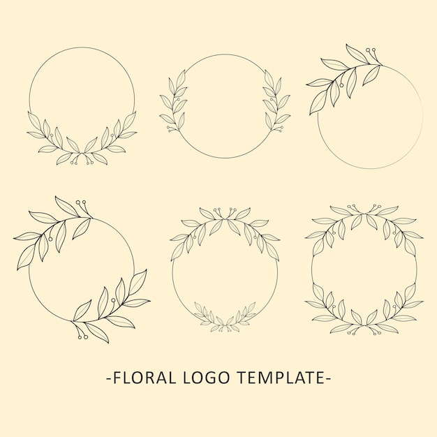 花のロゴ ブランディング テンプレートの装飾的なデザインのセット