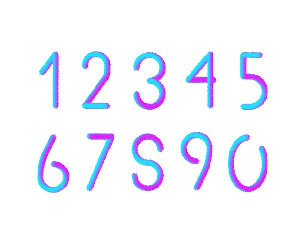 1 2 3 4 5 6 7 8 9 0으로 구성된 푹신한 숫자 모피 세트