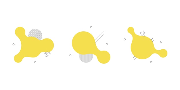 黄色と灰色の形を照らす流体の抽象的な幾何学的なセット