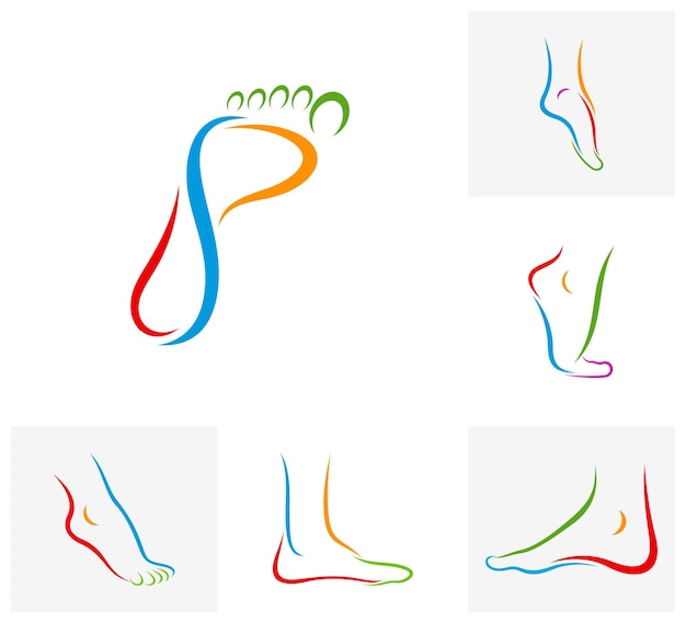 ベクトル 足のロゴのベクトルテンプレートのセット足のロゴのデザインコンセプトのクリエイティブ