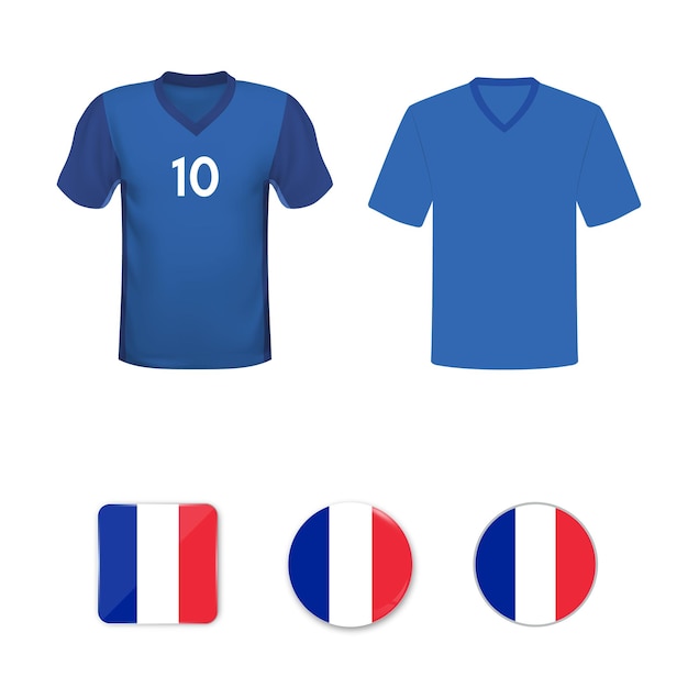 フランス代表チームのサッカーtシャツと旗のセット