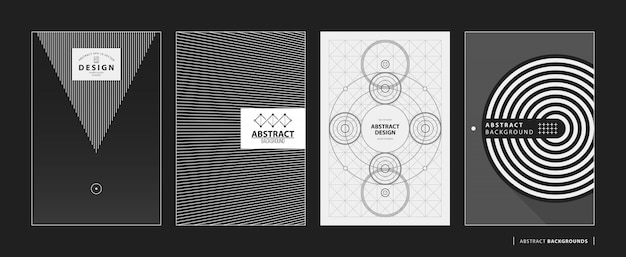 Набор из четырех абстрактных плакатов в черно-белом стиле