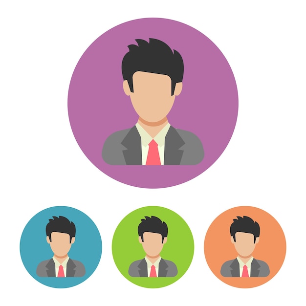 Набор из четырех значков бизнесмена на красочном круге. иконка люди в плоском стиле. векторная иллюстрация