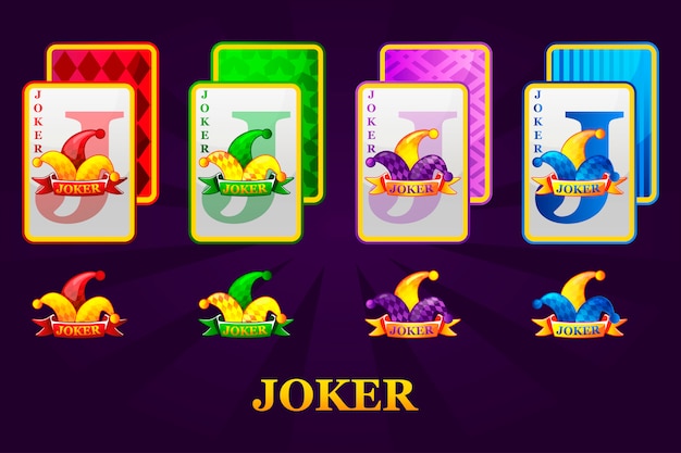 Набор из четырех джокеров игральных карт подходит для покера и казино. joker poker символы для казино и графического интерфейса.