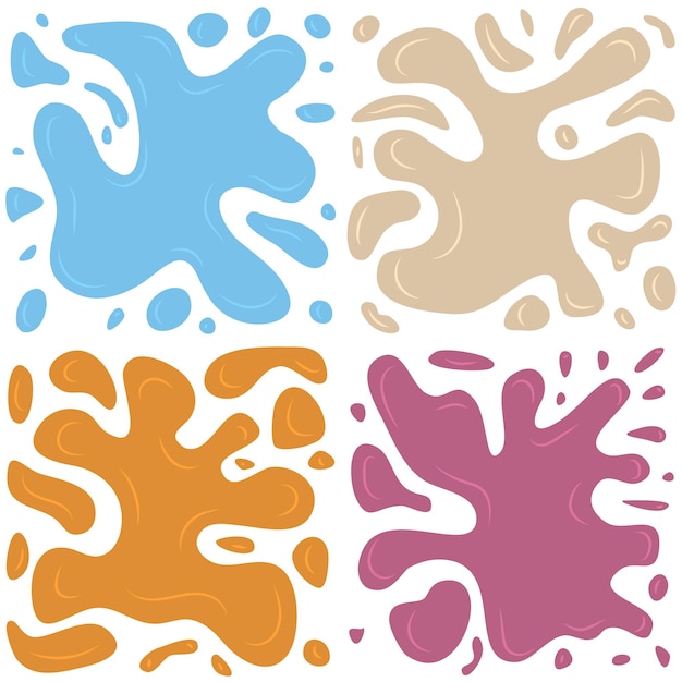 Набор из четырех многоцветных брызг на белом фоне. векторная иллюстрация