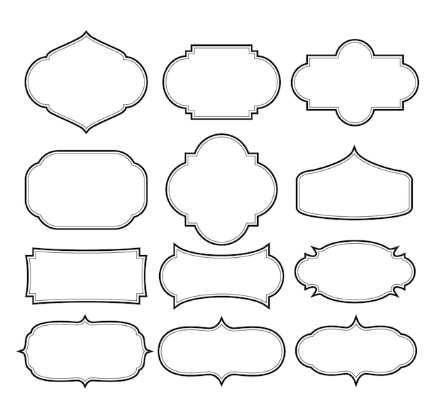 벡터 프레임 테두리 디자인 빈티지 세트