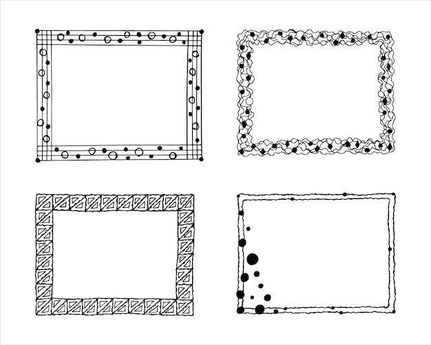 손으로 그린 낙서 스타일의 프레임 세트