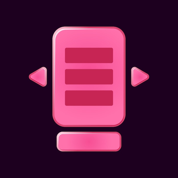 面白いピンクのゲームuiボードのセットがguiアセット要素のためにポップアップします
