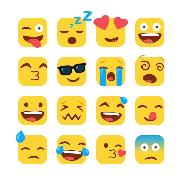 Набор смешных квадратных emojis