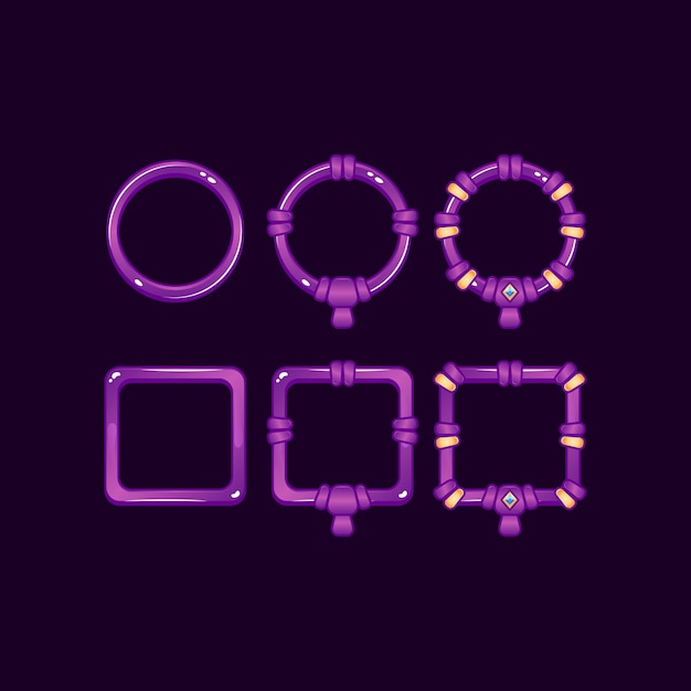 Набор игровой пользовательский интерфейс фиолетовый желейный каркас с классом