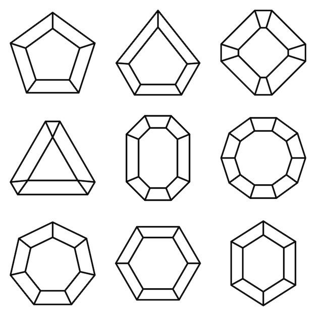 ベクトル 分離されたライン スタイルの宝石のセット
