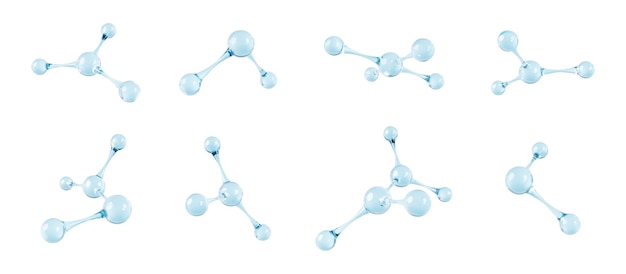 Вектор Набор стеклянных молекул 3d-модель абстрактная молекулярная структура на белом фоне векторная иллюстрация