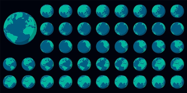 Набор глобусов карты мира земли в форме глобуса векторная иллюстрация