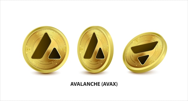 벡터 잔물결 기호가 있는 금화 avalanche(avax) 디지털 통화 cryptocurrency 황금 동전 세트