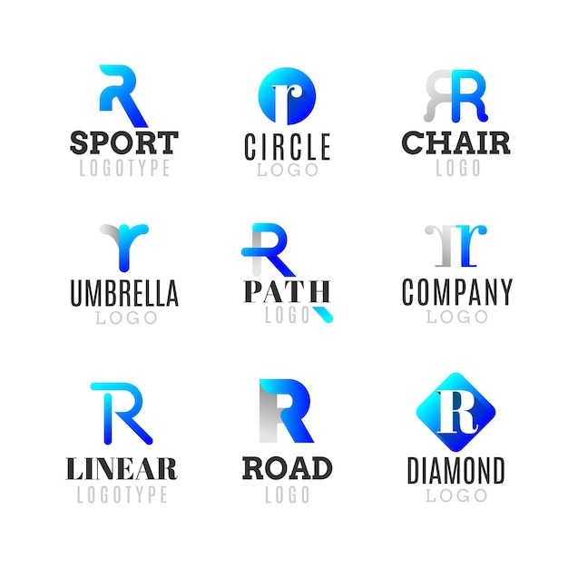 Набор шаблонов логотипа gradient r
