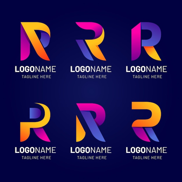 Вектор Набор шаблонов логотипа gradient r