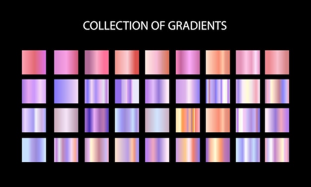 Набор градиентов. большая коллекция красочных металлических градиентов