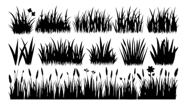 Вектор Набор векторной иллюстрации силуэта травы