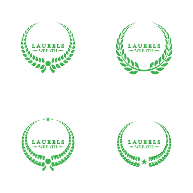 Набор зеленых лавровых лиственных венков, изображающих геральдическое благородство наград за достижения векторная иллюстрация