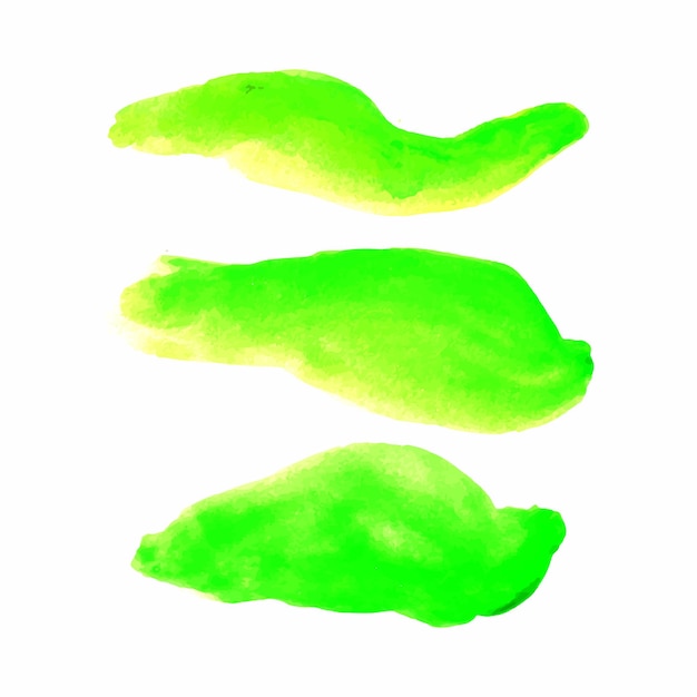 Вектор Набор зеленых акварельных листьев мазок кисти руки