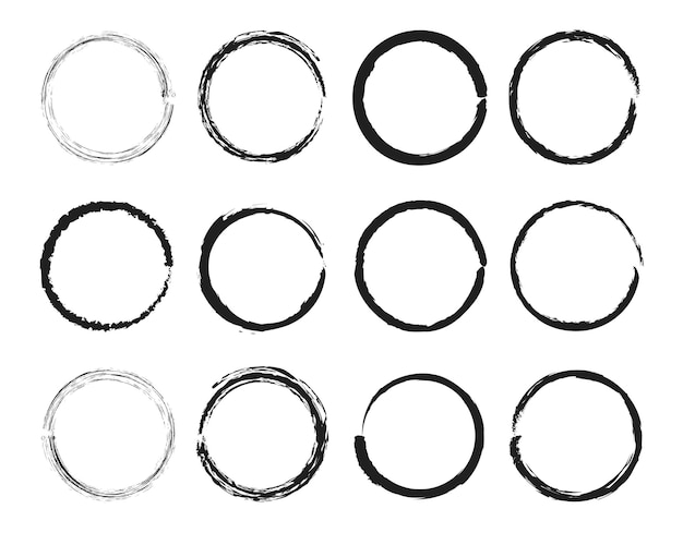 Набор гранжевых кругов, гранжевые круглые формы, подходящие для рамы и т. д.