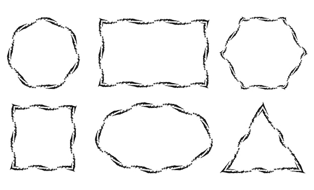Вектор Набор гранжевых поцарапанных рамок текстурированные векторные грубые границы