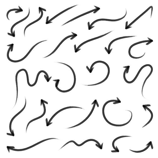 ベクトル 手描きの矢印落書きデザイン要素のセット