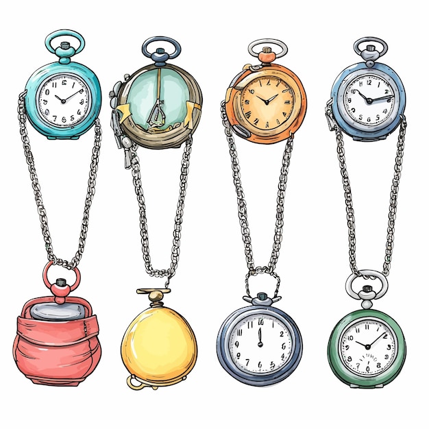 Set di tasche da orologio disegnate a mano colorate