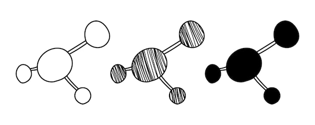 Набор рисованной векторной химической структуры в мультяшном стиле каракулей. национальный день науки