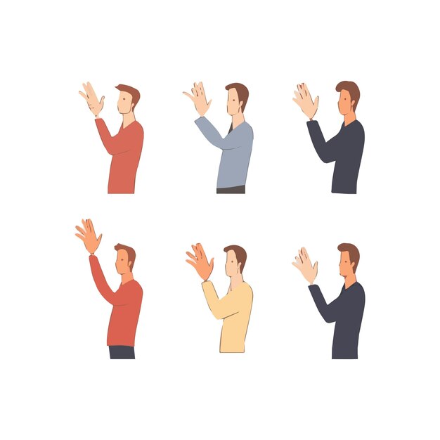 Вектор Набор рук, показывающих разные жесты ладонь, указывающая на что-то изолированная плоская векторная иллюстрация