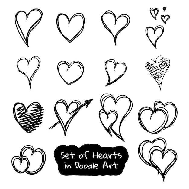 Вектор Набор шаблонов форм сердца в нескольких сложенных линиях дизайна и несколько вариантов шаблонов баннера