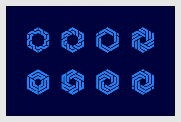 Вектор Набор шестиугольника логотипа дизайн премиум вектор. логотипы могут быть использованы для бизнеса, брендинга, фирменного стиля, корпоративного, компании.