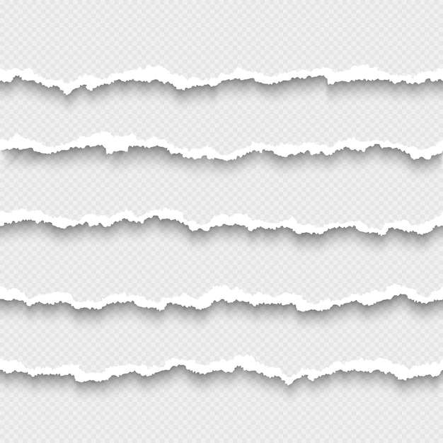 Набор горизонтальных бесшовные рваной белой бумаги с тенью