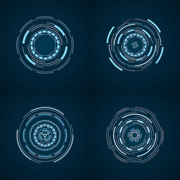 Набор футуристических элементов hud, изолированных на синем