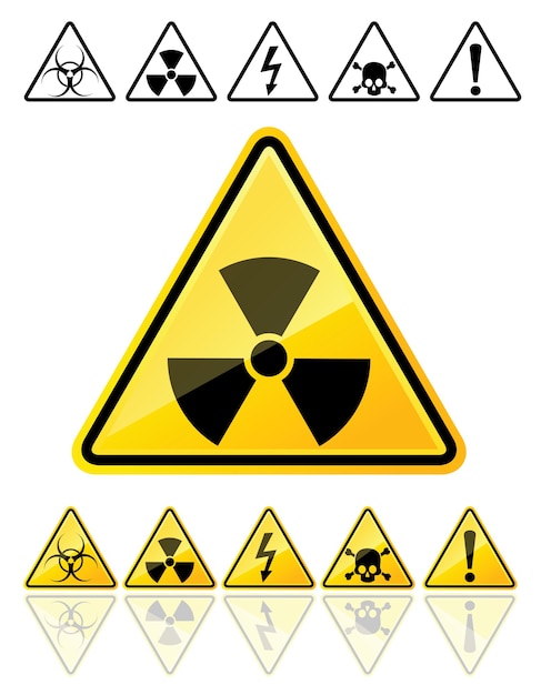 Набор значков основных предупреждающих символов