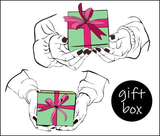 Набор иллюстраций концепции дарения подарков и получения сюрпризов, раздачи, продажи или выигрыша