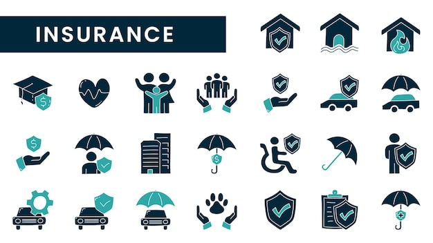 Вектор Набор insurance flat icon insurance doodle icon коллекций