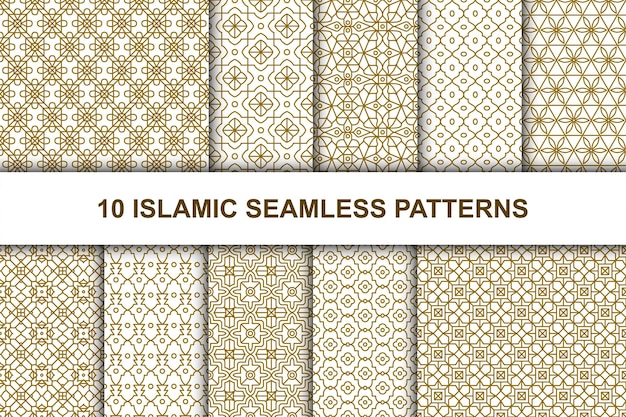 Набор исламских бесшовные модели. этнический геометрический стиль.