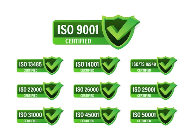 Iso 인증 스탬프 및 레이블 집합 Iso 인증 배지 정보 보안 관리