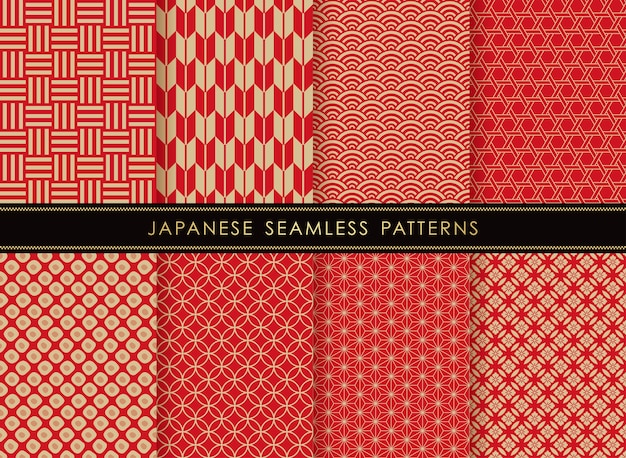 ベクトル 日本の伝統的なパターンのセット