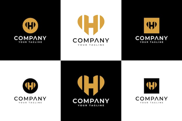 Набор букв h сердце логотип креативный дизайн для всех целей