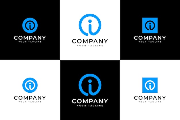 Набор букв i круговой логотип креативный дизайн для всех целей